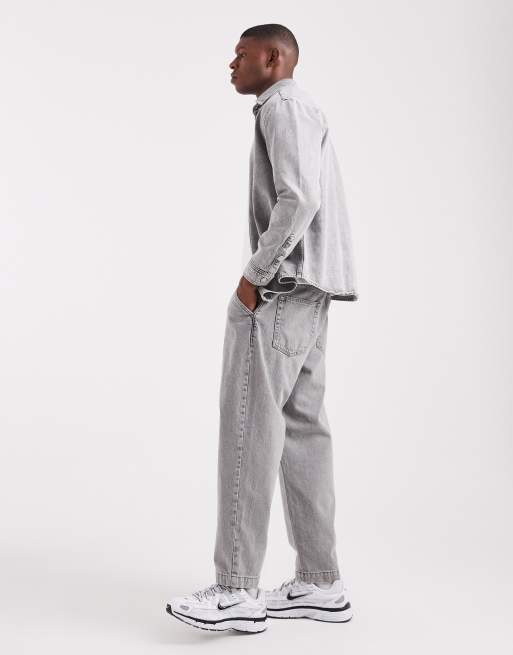 ASOS DESIGN relaxed tapered jeans in light grey wash (part of a set), 3 of 5