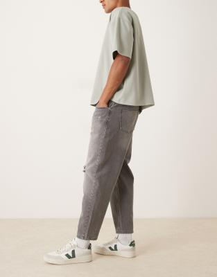 Asos Design Relaxed Tapered Jeans In Gray