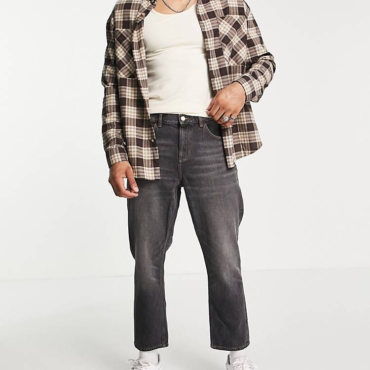 Relaxed tapered jeans in washed Asos Men Clothing Jeans Tapered Jeans 