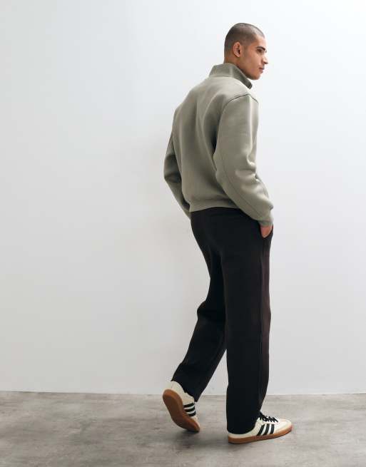 ASOS DESIGN relaxed tapered jogger with silver hardware detail in scuba-style fabric in torte, 5 of 5