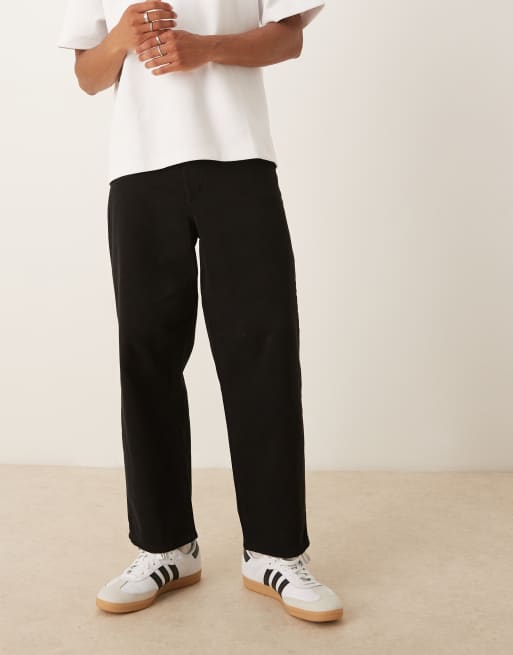 ASOS DESIGN relaxed tapered trousers in black