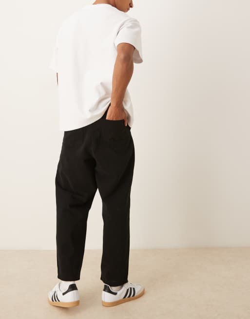 ASOS DESIGN relaxed tapered trousers in black