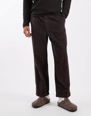 Asos Design Relaxed Tapered Pants In Brown