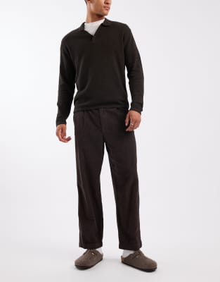 Asos Design Relaxed Tapered Pants In Brown