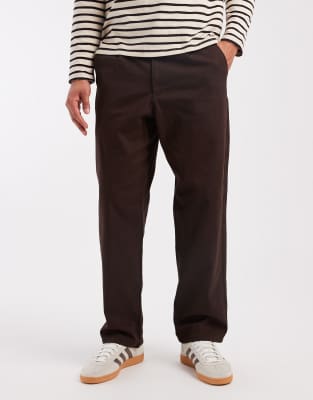Asos Design Relaxed Tapered Pants In Brown