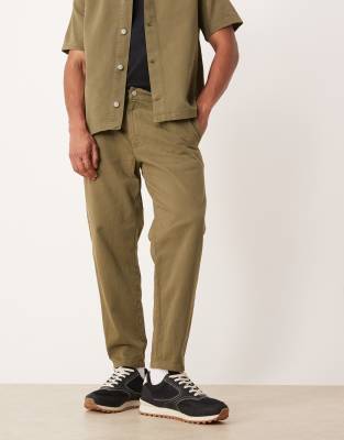 Asos Design Relaxed Tapered Pants In Green