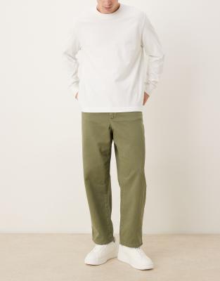 Asos Design Relaxed Tapered Pants In Green