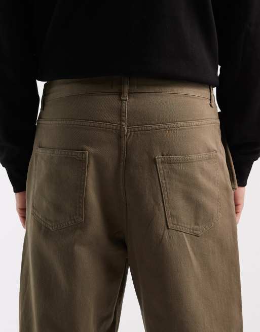 ASOS DESIGN relaxed tapered pants in khaki with pocket detail, 4 of 5