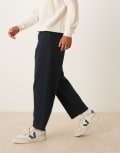 [ASOS DESIGN] ASOS DESIGN relaxed tapered pants in navy W38 NAVY