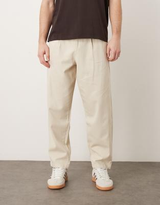 Asos Design Relaxed Tapered Pants In Neutral