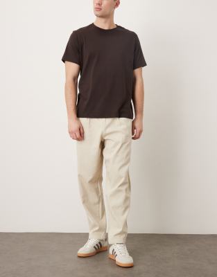 Asos Design Relaxed Tapered Pants In Neutral