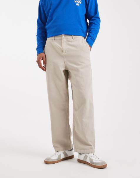ASOS DESIGN relaxed tapered pants in stone - view 1
