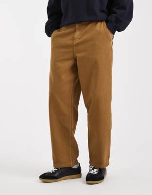 Asos Design Relaxed Tapered Pants In Brown
