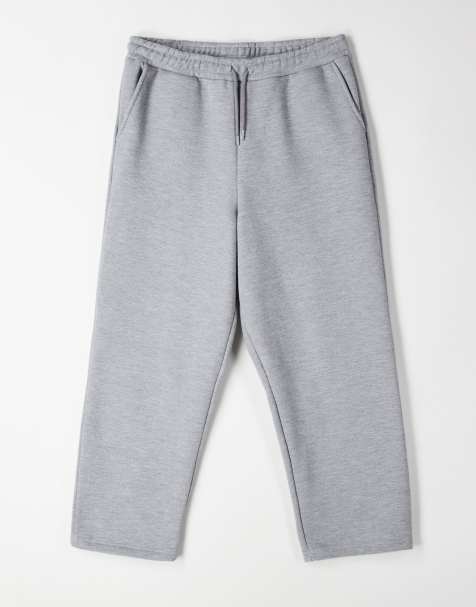 ASOS DESIGN relaxed tapered pique trackies in grey marl - view 1