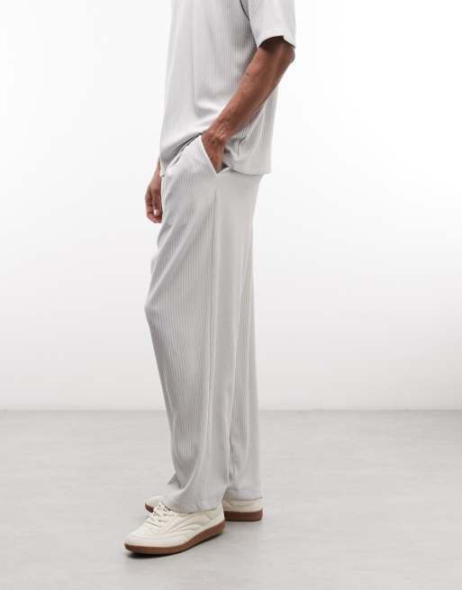 ASOS DESIGN relaxed tapered pleated plisse jogger in grey, 3 of 5