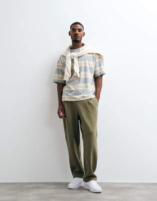 Asos Design Relaxed Tapered Pleated Sweatpants In Multi