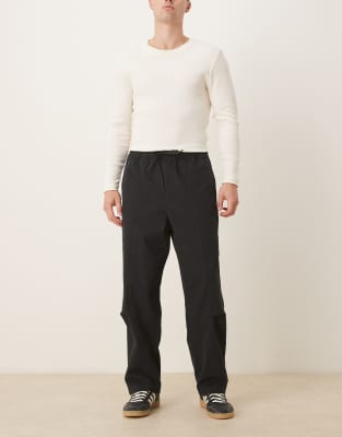 Asos Design Relaxed Tapered Pull On Pants In Black