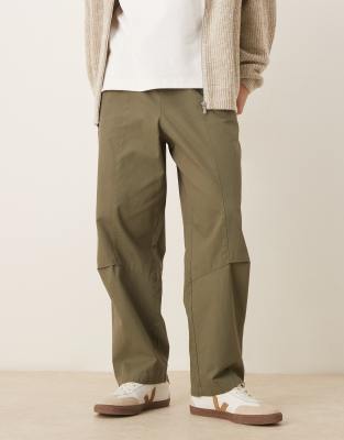 Asos Design Relaxed Tapered Pull On Pants In Green
