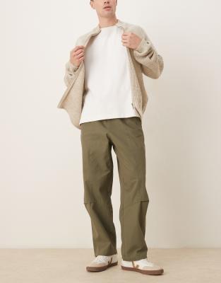 Asos Design Relaxed Tapered Pull On Pants In Green