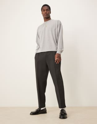 Asos Design Relaxed Tapered Scuba Sweatpants With Pintucks In Black