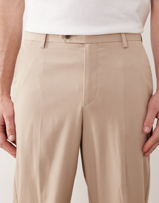 ASOS DESIGN relaxed tapered suit pants in beige fine twill, 4 of 5