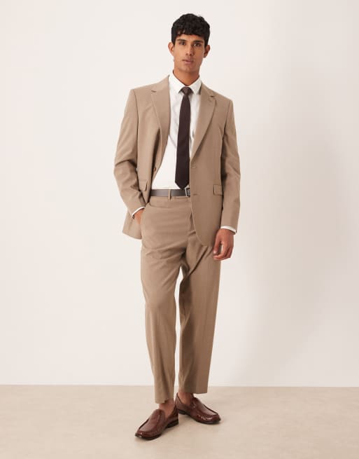 ASOS DESIGN relaxed tapered suit pants in beige, 2 of 5
