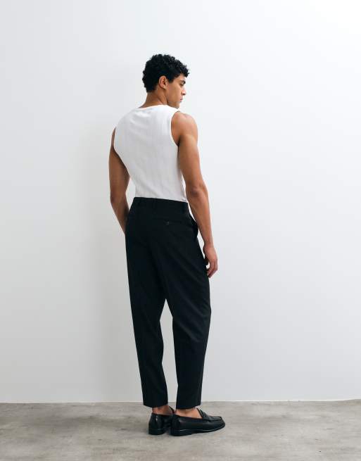 ASOS DESIGN relaxed tapered suit pants in black puppytooth, 3 of 5