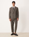 [ASOS DESIGN] ASOS DESIGN relaxed tapered suit pants in charcoal flannel pinstripe-Grey W28 L32 CHARCOAL