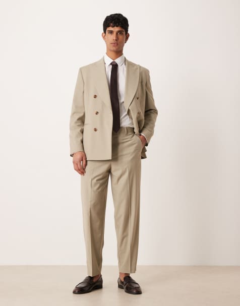 ASOS DESIGN relaxed tapered suit trousers in sage green