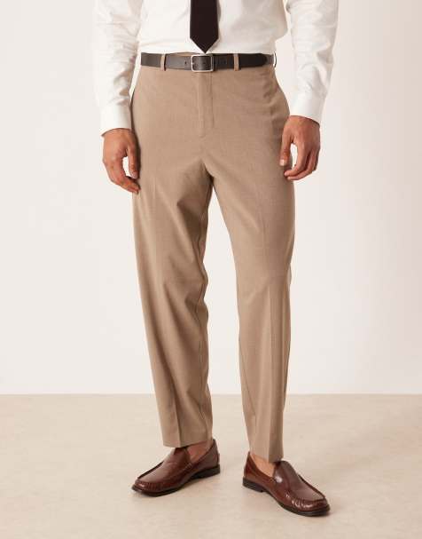 ASOS DESIGN relaxed tapered suit trousers in beige