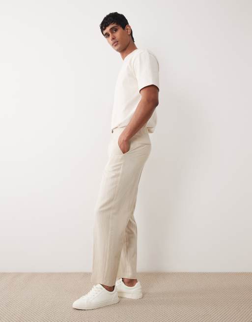 ASOS DESIGN relaxed tapered suit trousers in cream, 3 of 5