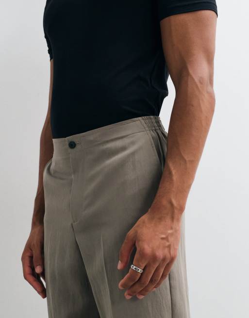 ASOS DESIGN relaxed tapered suit trousers in dark green, 2 of 5
