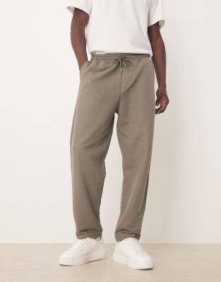 Asos Design Relaxed Tapered Sweatpants In Gray