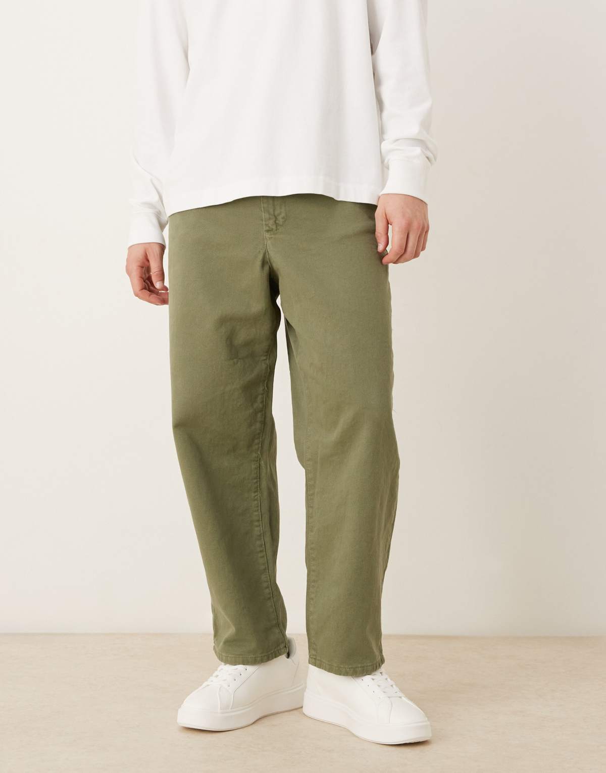 ASOS DESIGN relaxed tapered trousers in khaki