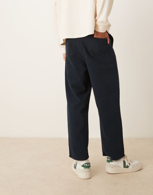 ASOS DESIGN relaxed tapered pants in navy
