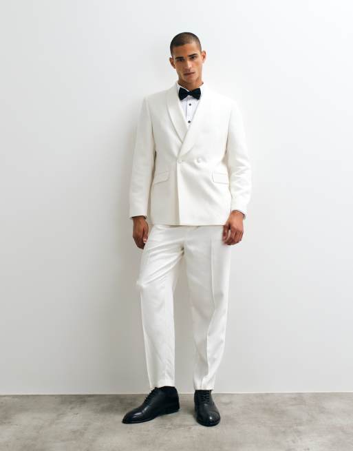 ASOS DESIGN relaxed tapered tuxedo in ivory white, 3 of 3