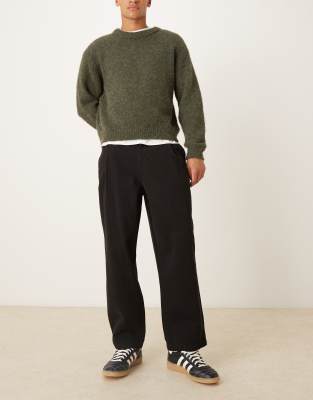 Asos Design Relaxed Tapered Twill Pants In Black