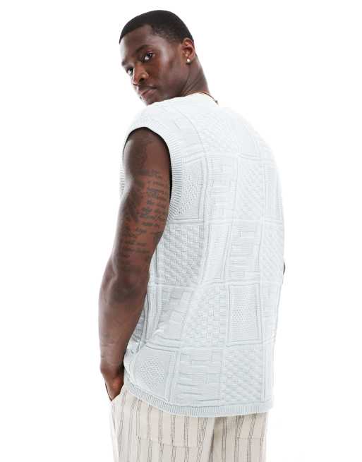 ASOS DESIGN relaxed textured knit button up sleeveless