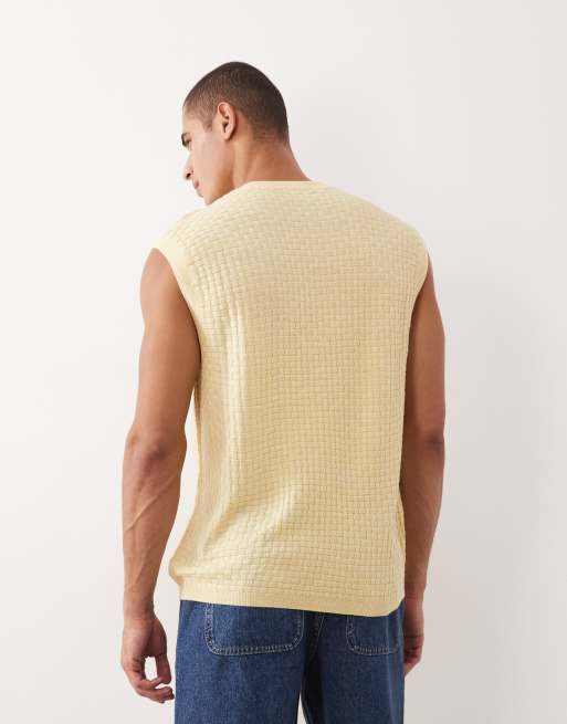 ASOS DESIGN relaxed textured knit tank in yellow, 4 of 5