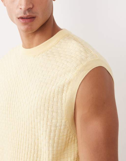 ASOS DESIGN relaxed textured knitted vest in yellow, 5 of 5