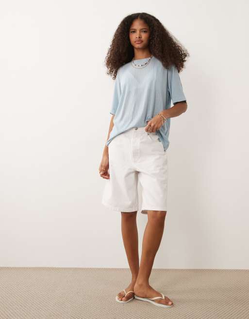 ASOS DESIGN relaxed textured mesh oversized t-shirt in pastel blue, 2 of 4