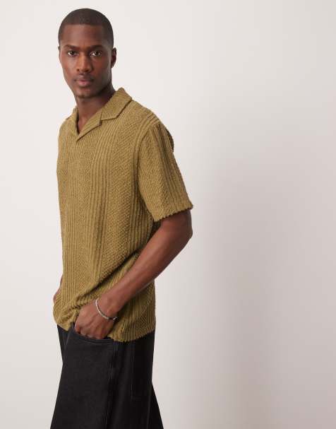 ASOS DESIGN relaxed textured polo in khaki - view 1