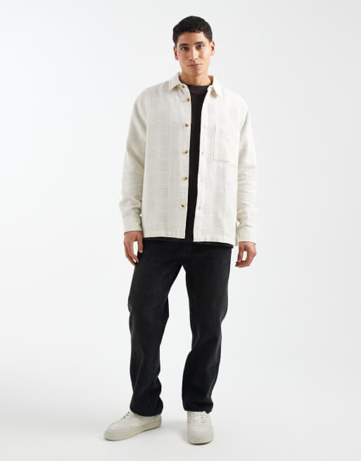 ASOS DESIGN relaxed textured shirt in beige, 2 of 5
