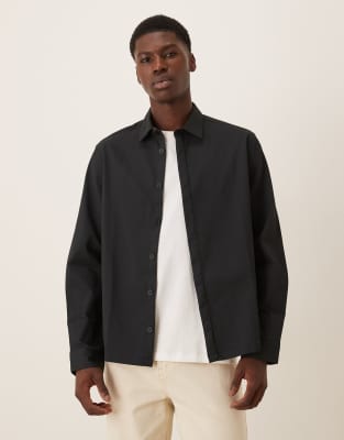 Asos Design Relaxed Textured Shirt In Blue