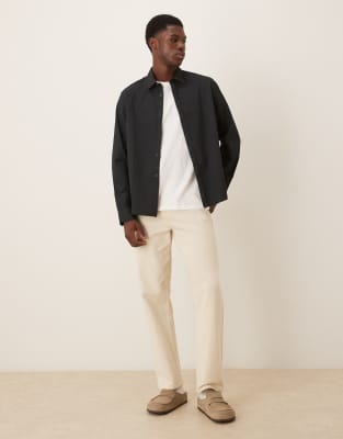 Asos Design Relaxed Textured Shirt In Blue