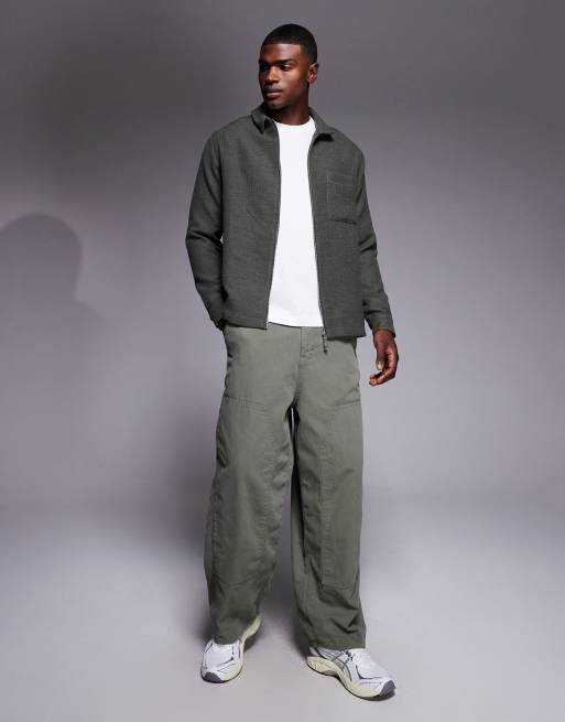 ASOS DESIGN relaxed textured shirt in khaki, 2 of 5