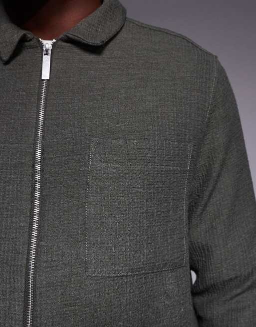 ASOS DESIGN relaxed textured shirt in khaki, 5 of 5
