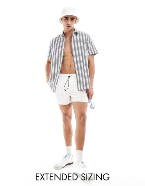 ASOS DESIGN relaxed textured shirt in navy stripe - view 1