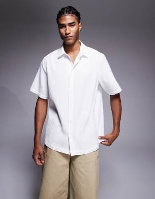 Asos Design Relaxed Textured Shirt In White