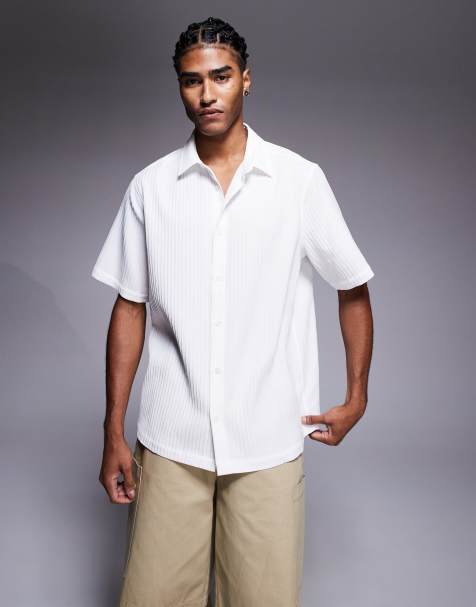 ASOS DESIGN relaxed textured shirt in white - view 1